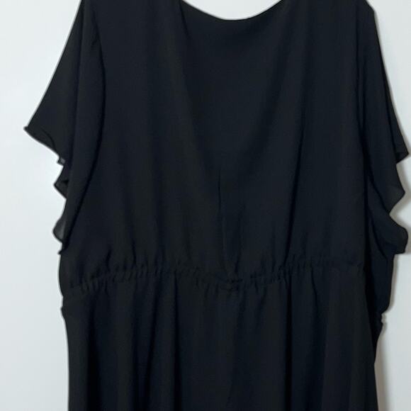 Torrid Black Babydoll Georgette Lace-Up Blouse Lace Front Tie Woman's Size 5X - Picture 13 of 16